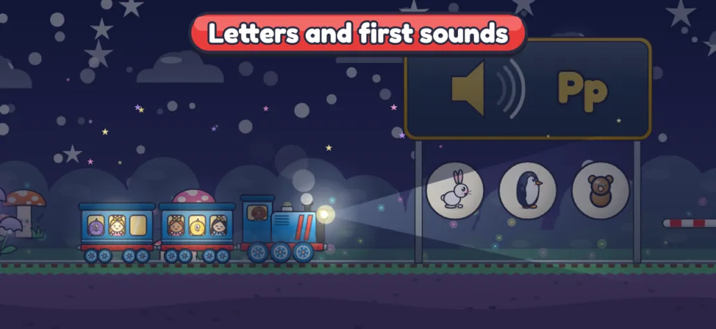 A night-time stop matching the letter P to its first sound