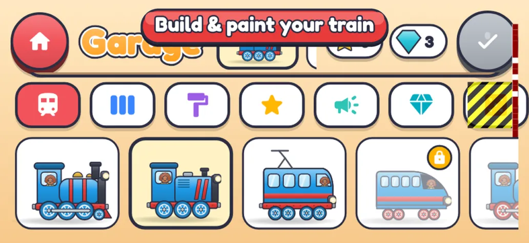 The garage where children build and paint their own train